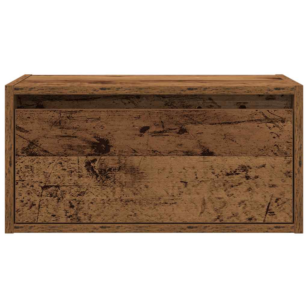 Wall-mounted nightstand with LED, old wood