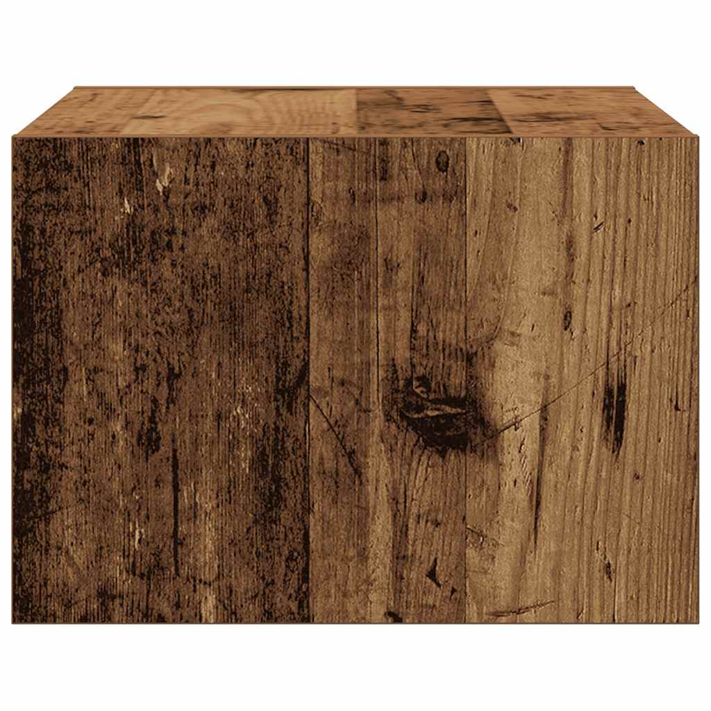 Wall-mounted nightstand with LED, old wood