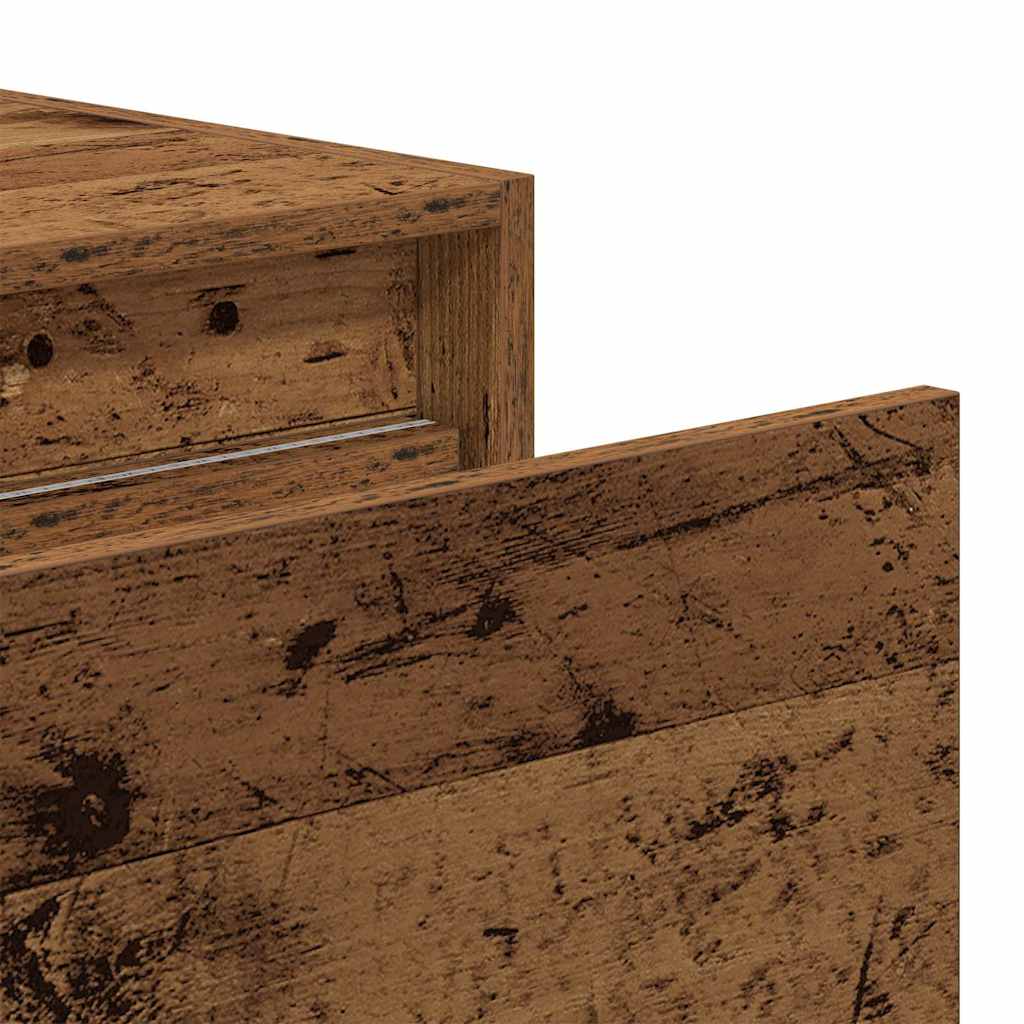 Wall-mounted nightstand with LED, old wood