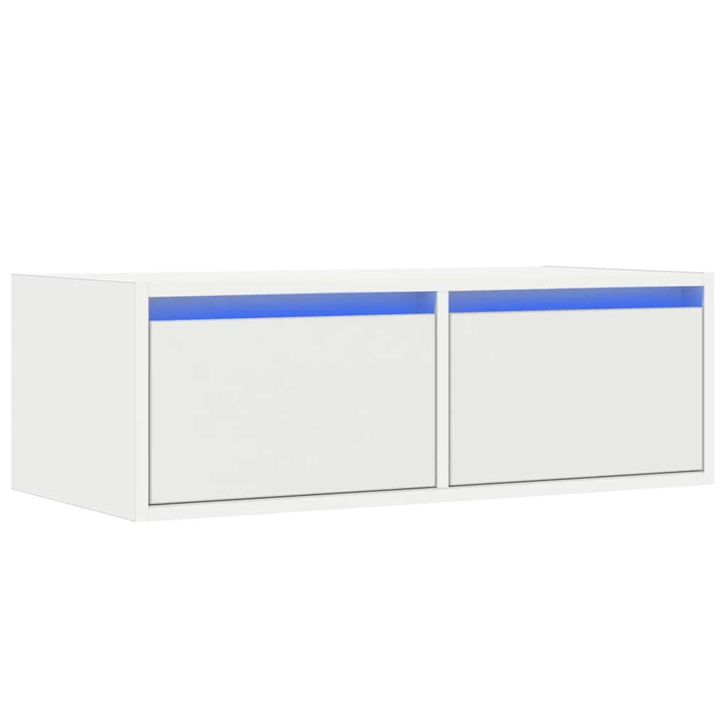 Televizoriaus spintelė su LED apšvietimu, balta, 75x35,5x25 cm