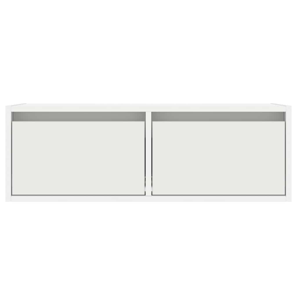 Televizoriaus spintelė su LED apšvietimu, balta, 75x35,5x25 cm