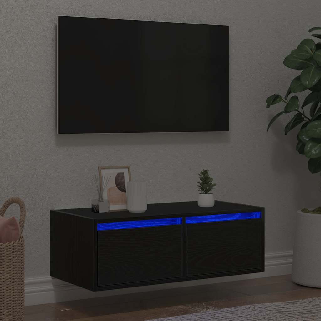 Televizoriaus spintelė su LED apšvietimu, 75x35,5x25 cm