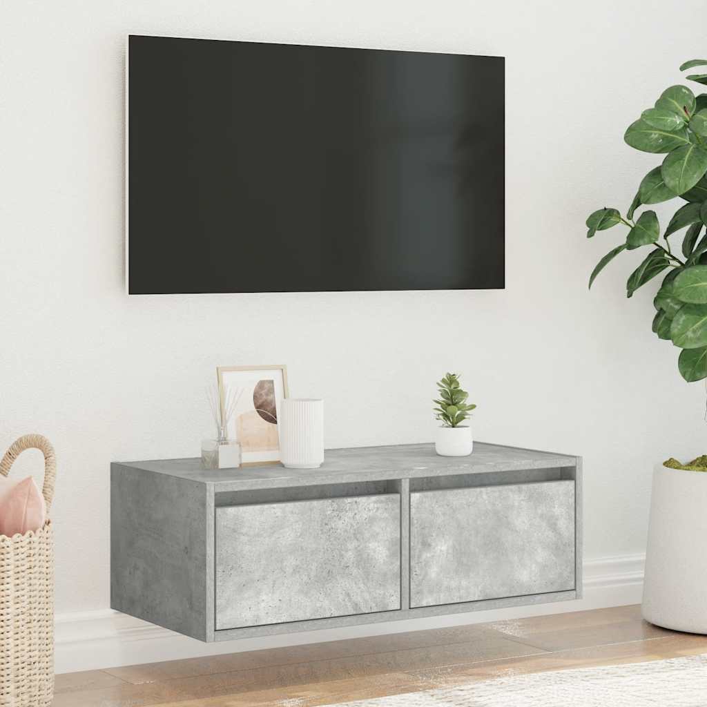 TV spintelė su LED apšvietimu, betono pilka, 75x35,5x25 cm