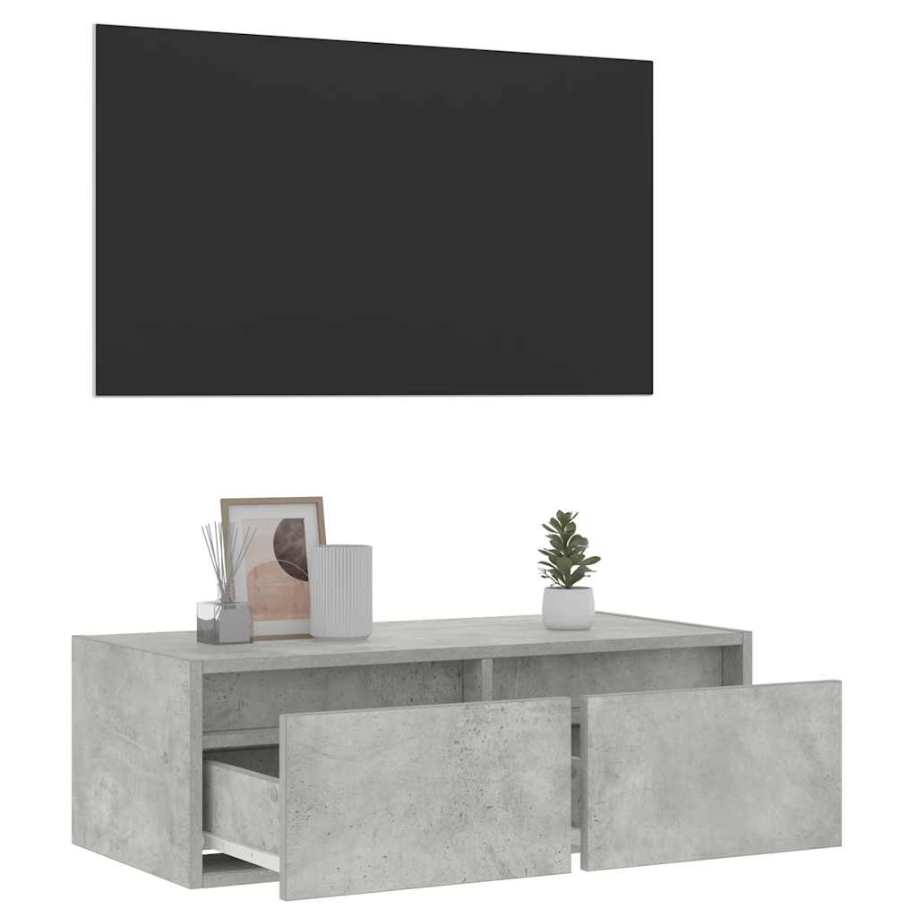 TV spintelė su LED apšvietimu, betono pilka, 75x35,5x25 cm