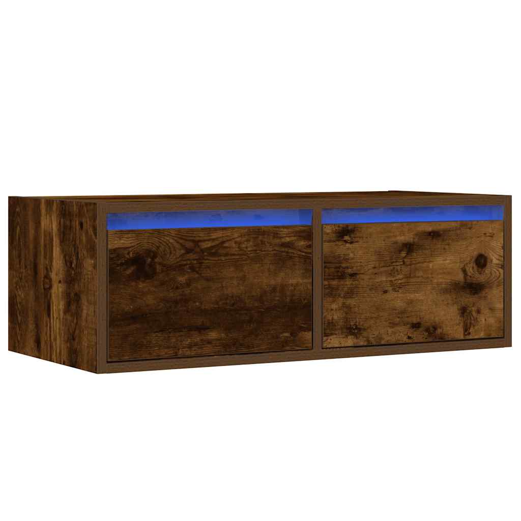 TV skapītis ar LED, dūmu ozola, 75x35,5x25 cm