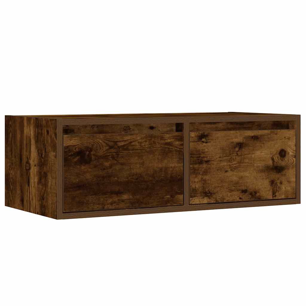 TV skapītis ar LED, dūmu ozola, 75x35,5x25 cm