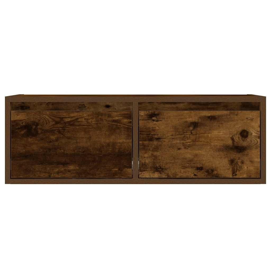 Televizoriaus spintelė su LED, dūminio ąžuolo, 75x35,5x25 cm