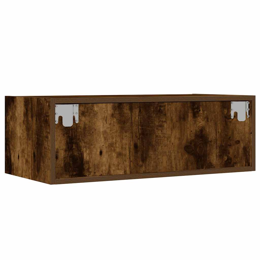 TV skapītis ar LED, dūmu ozola, 75x35,5x25 cm