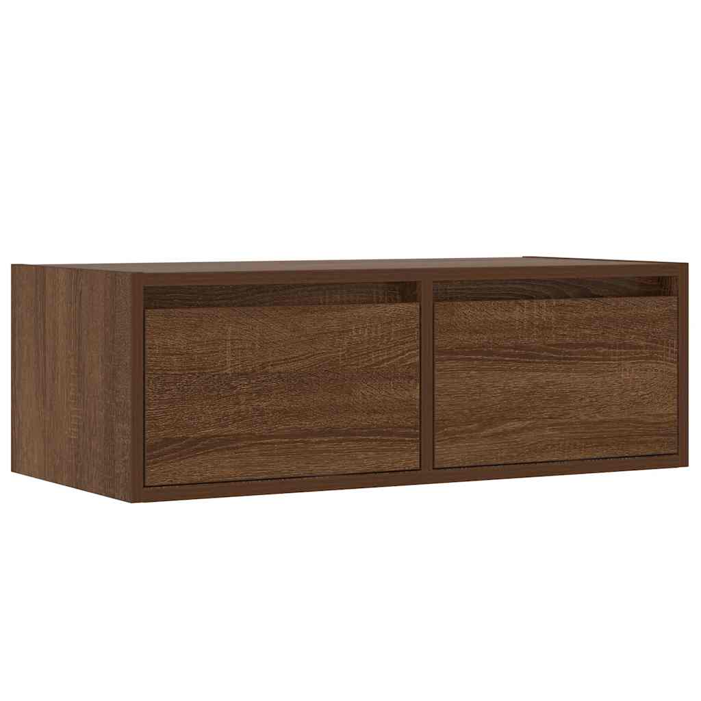 TV Cabinet with LED Lights, Brown Oak, 75x35.5x25 cm