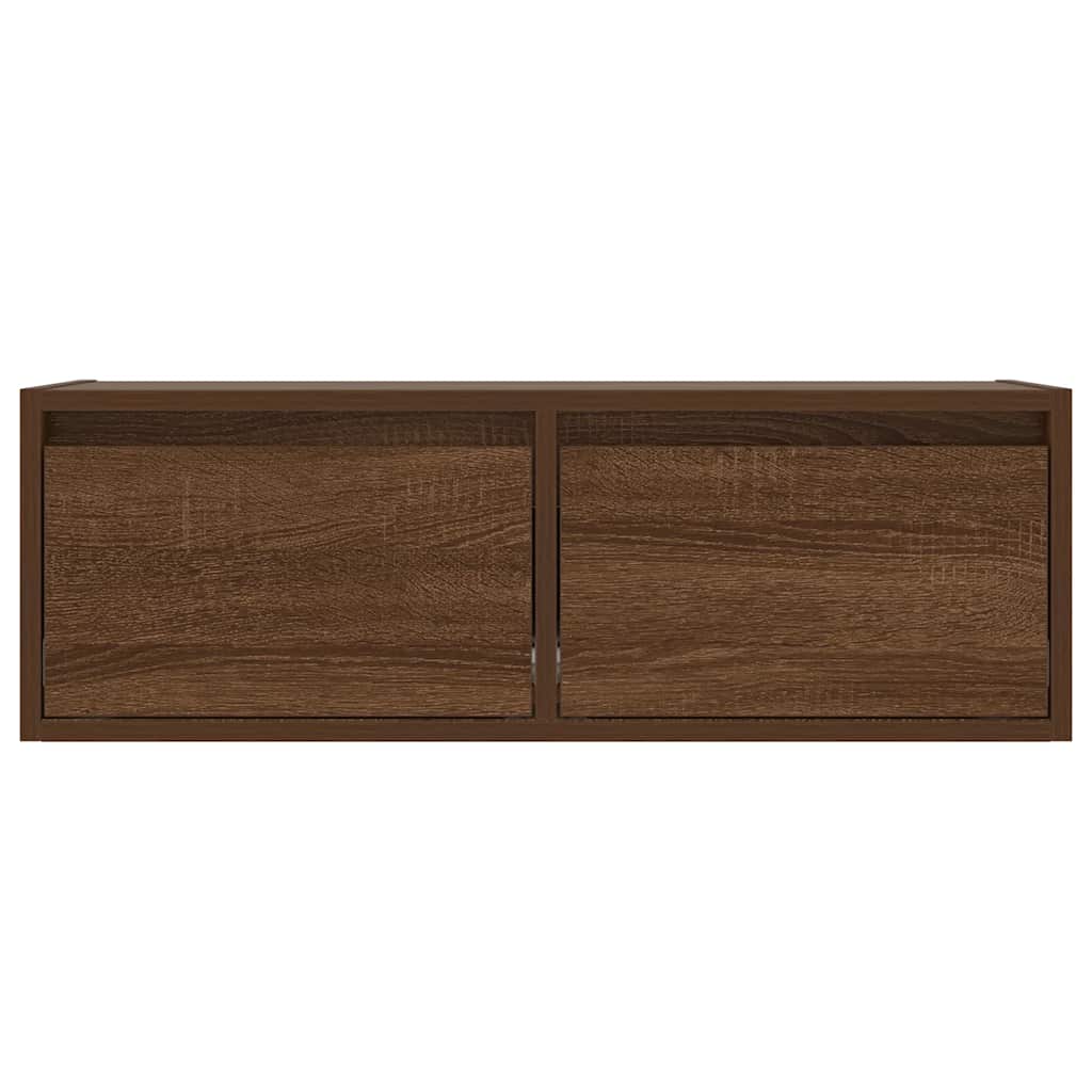 TV Cabinet with LED Lights, Brown Oak, 75x35.5x25 cm