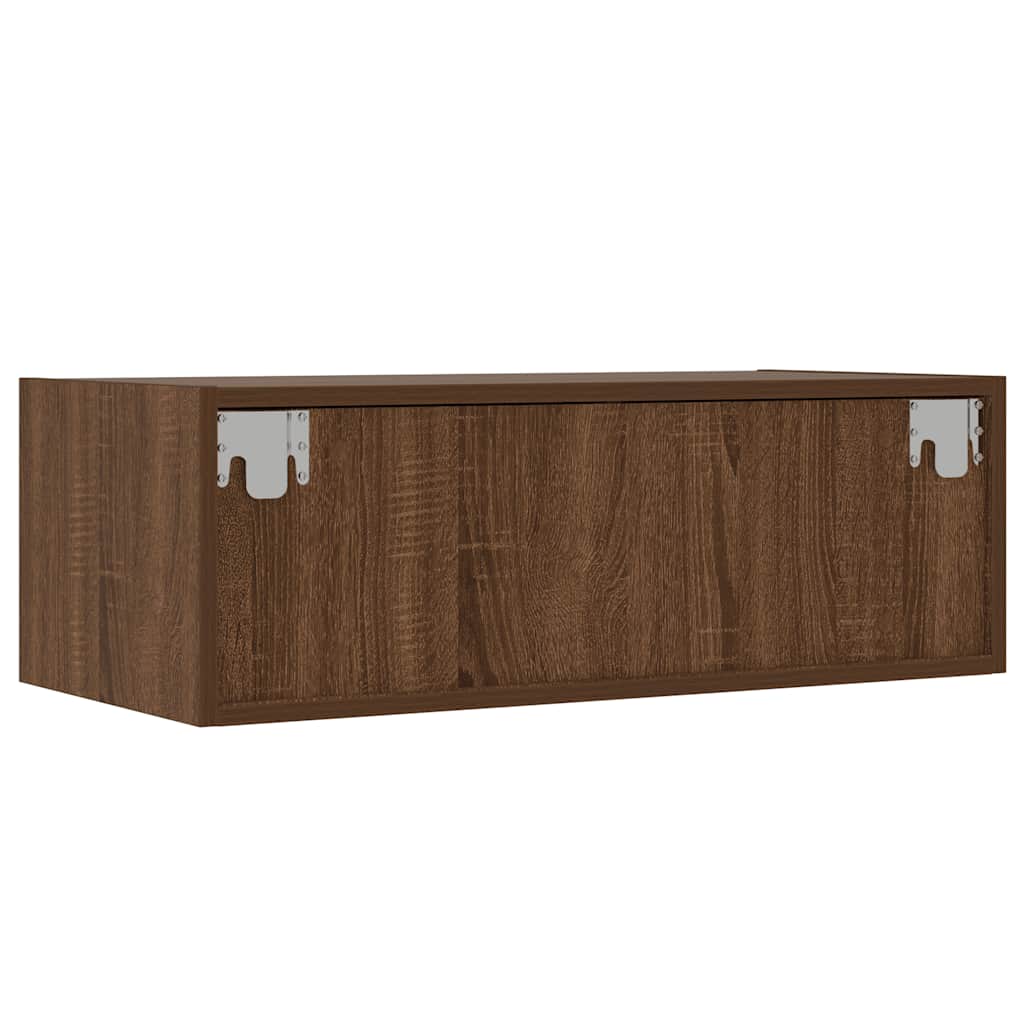 TV Cabinet with LED Lights, Brown Oak, 75x35.5x25 cm