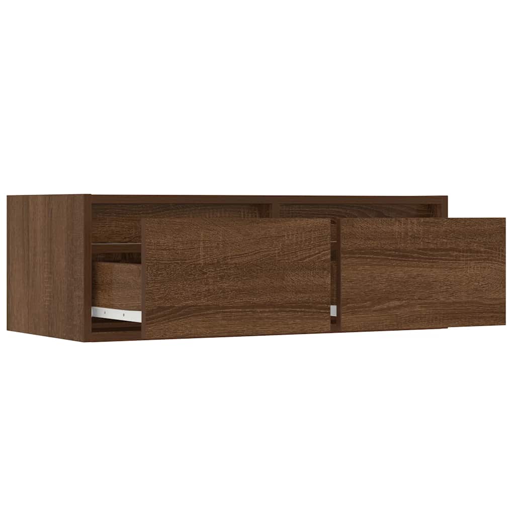 TV Cabinet with LED Lights, Brown Oak, 75x35.5x25 cm