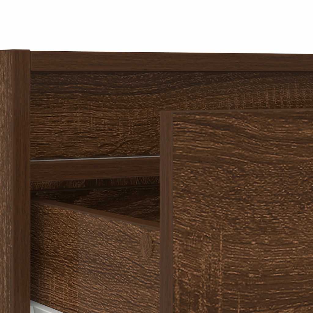 TV Cabinet with LED Lights, Brown Oak, 75x35.5x25 cm