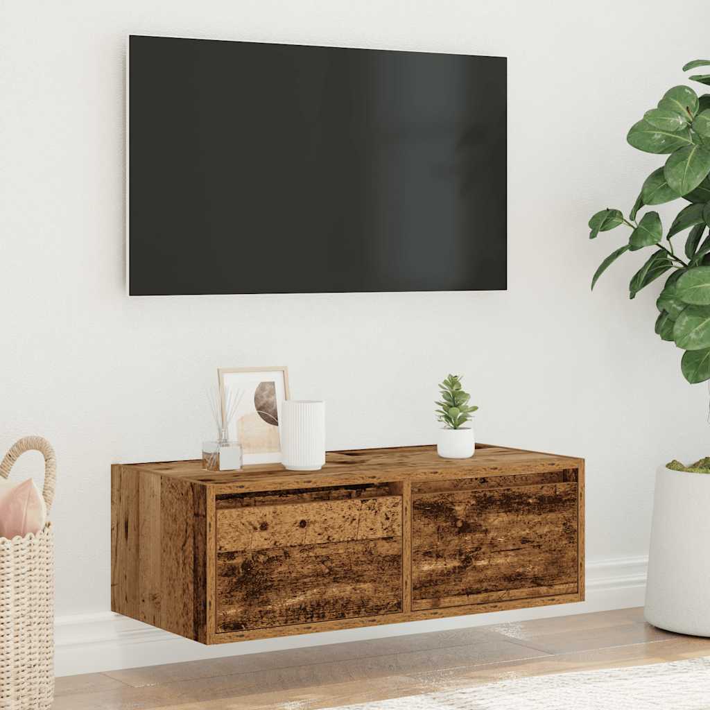 Televizora skapītis ar LED, koka, 75x35,5x25 cm