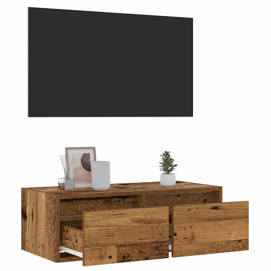 Televizora skapītis ar LED, koka, 75x35,5x25 cm