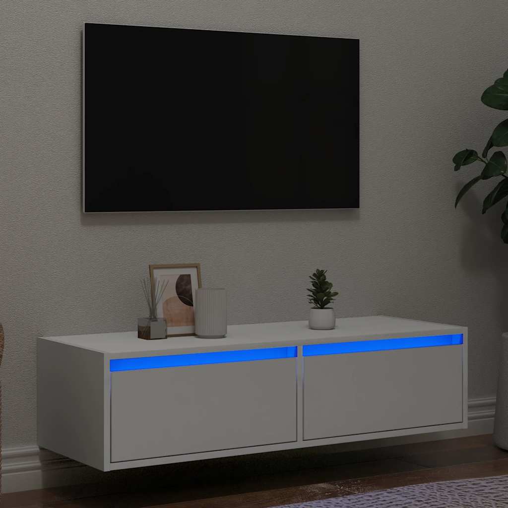 LED TV cabinet, white, 100x35.5x25 cm