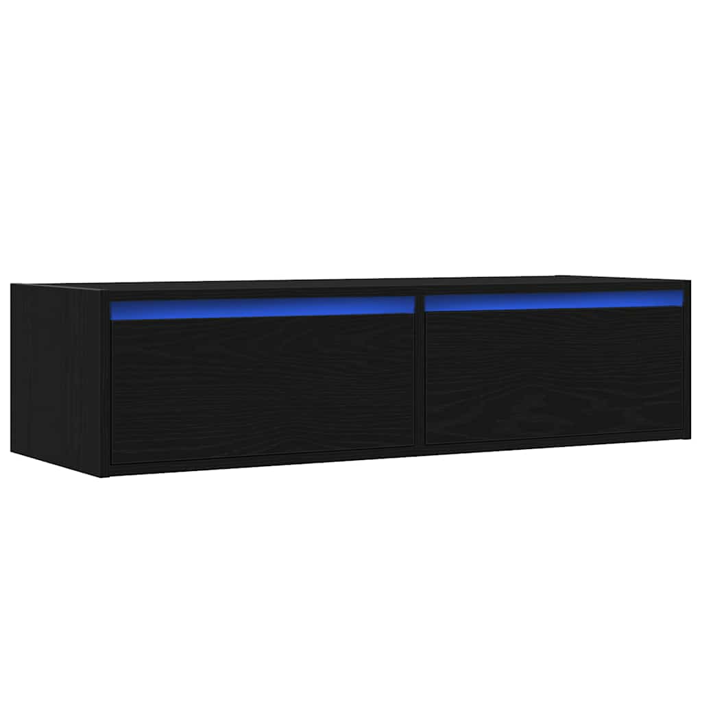 Televizoriaus spintelė su LED apšvietimu, juoda, 100X35,5x25 cm