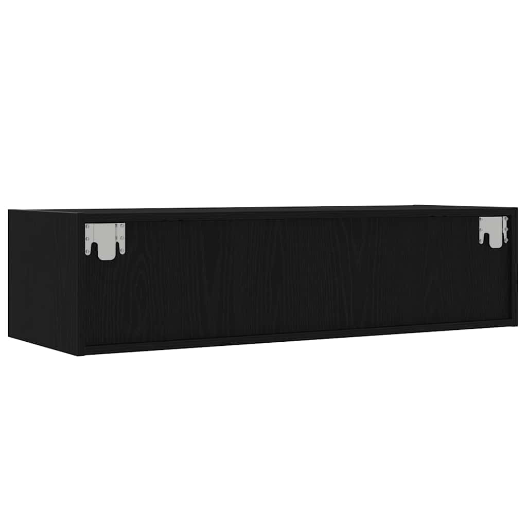 Televizoriaus spintelė su LED apšvietimu, juoda, 100X35,5x25 cm