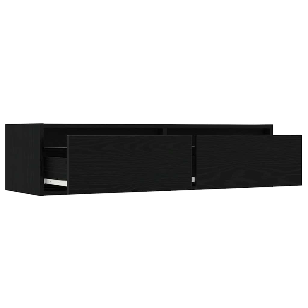 Televizoriaus spintelė su LED apšvietimu, juoda, 100X35,5x25 cm