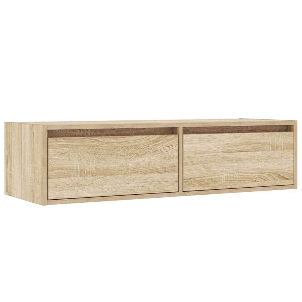 TV skapītis ar LED apgaismojumu, ozolkoka, 100x35,5x25 cm
