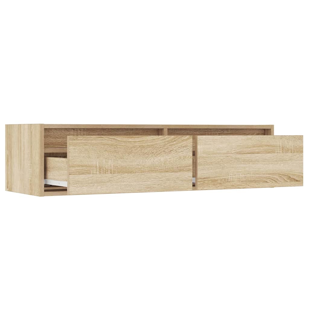 TV skapītis ar LED apgaismojumu, ozolkoka, 100x35,5x25 cm