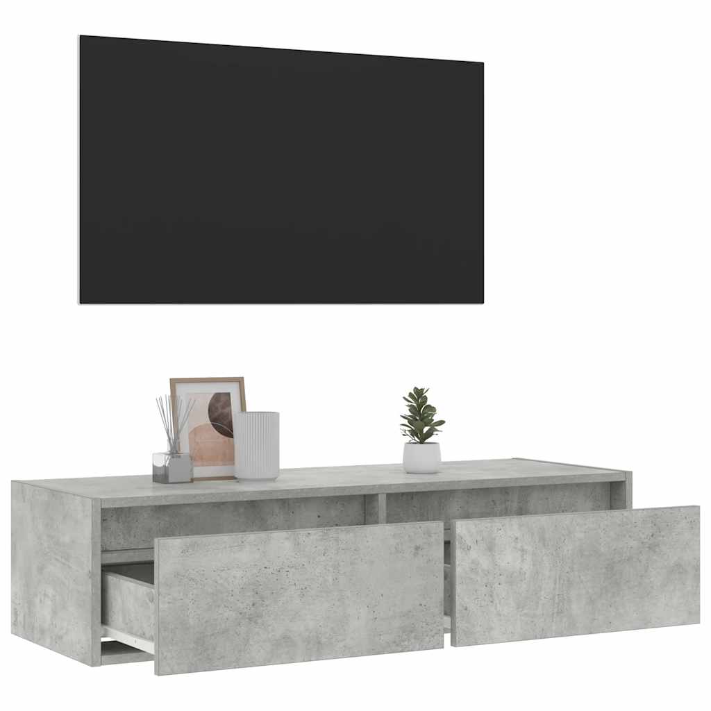 TV spintelė su LED apšvietimu, betono pilka, 100X35,5x25 cm