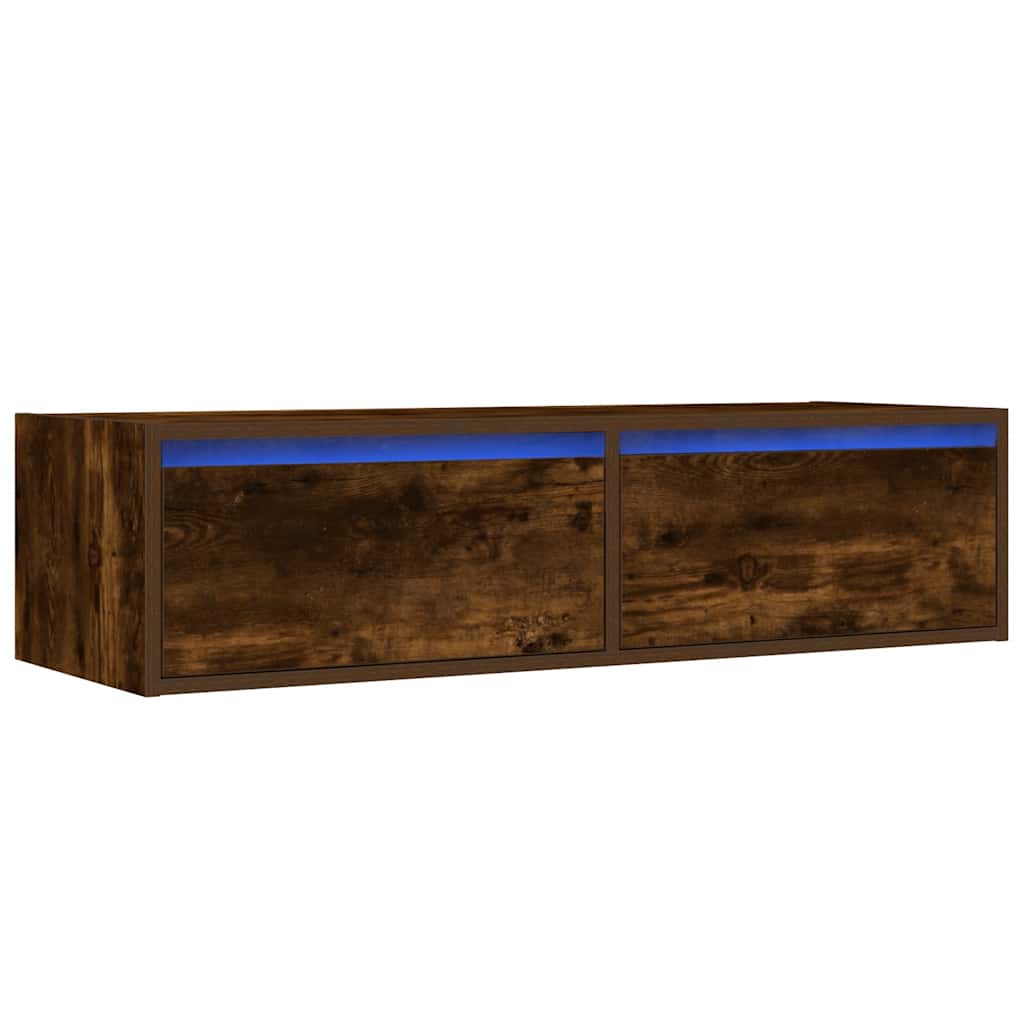 TV spintelė su LED lemputėmis, dūminio ąžuolo, 100X35,5x25 cm