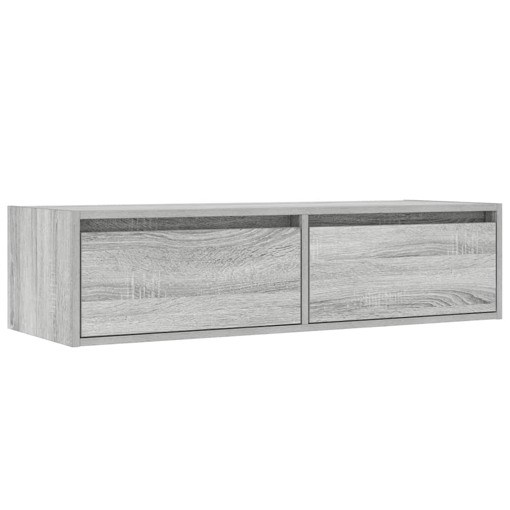 Televizoriaus spintelė su LED, pilka ąžuolo, 100X35,5x25 cm
