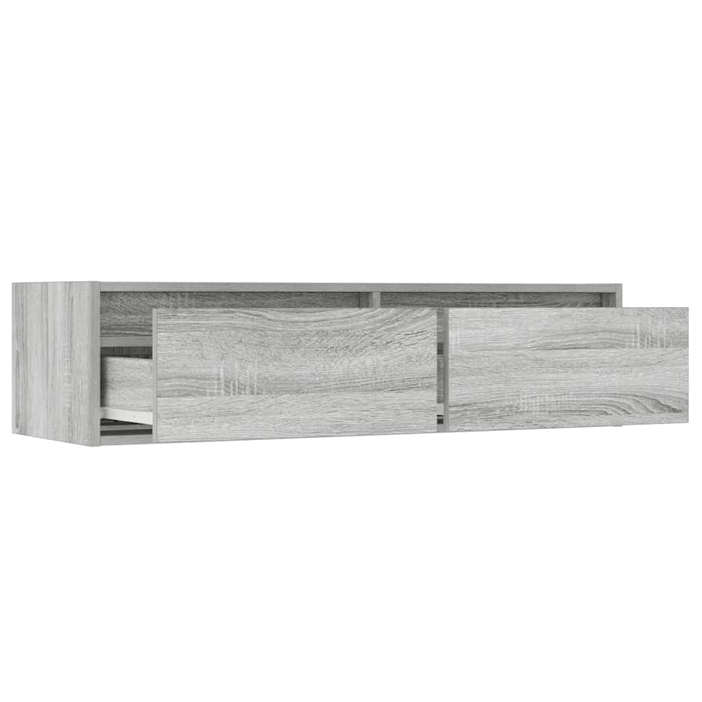 Televizoriaus spintelė su LED, pilka ąžuolo, 100X35,5x25 cm