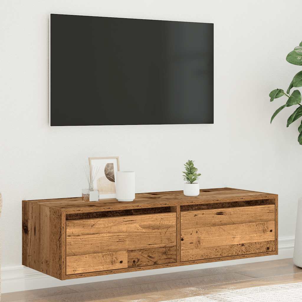 TV skapītis ar LED, koka, 100x35,5x25 cm