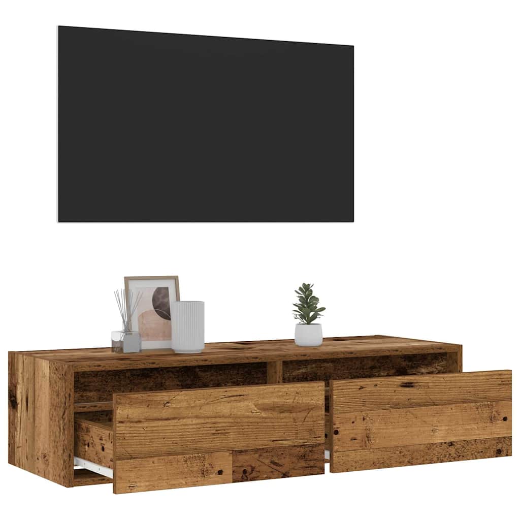 TV skapītis ar LED, koka, 100x35,5x25 cm