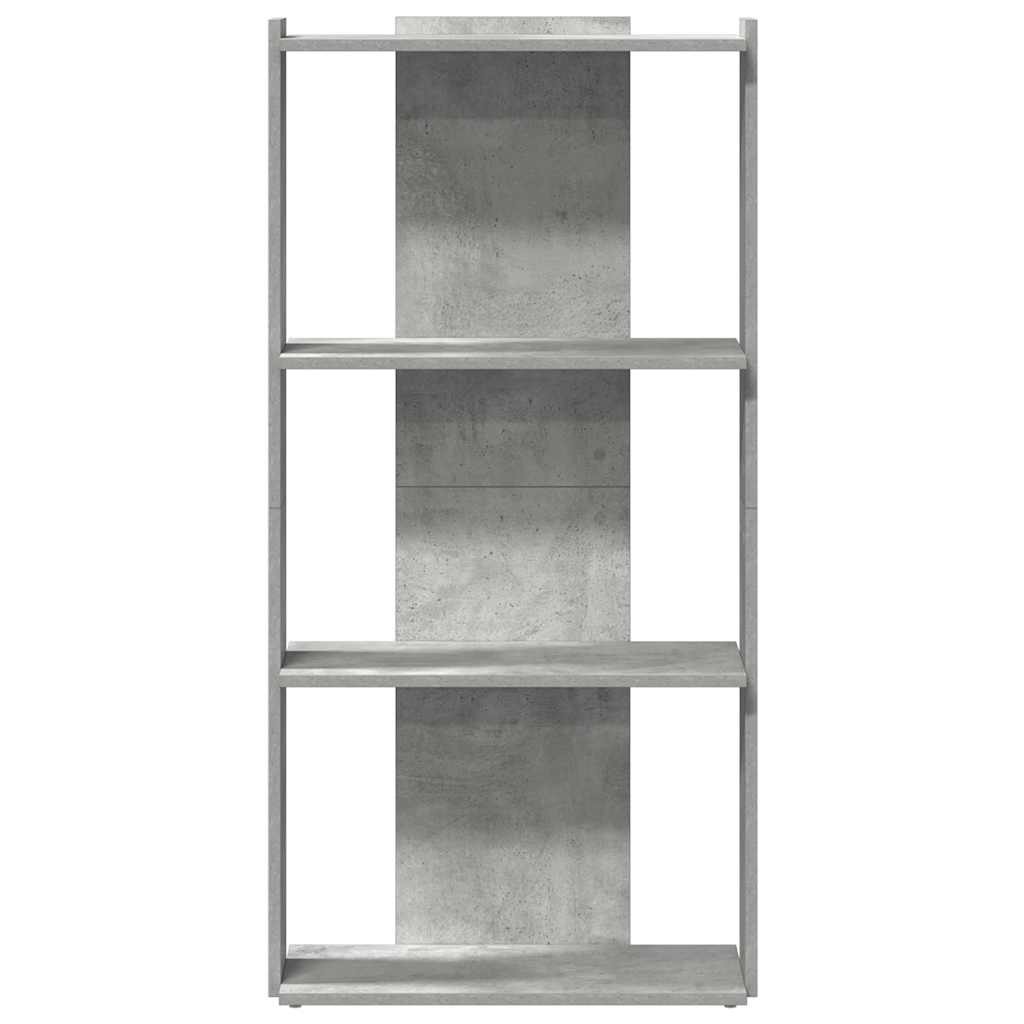 Grāmatu plaukts, 3 līmeņu, betona pelēks, 60x30x120cm, koks