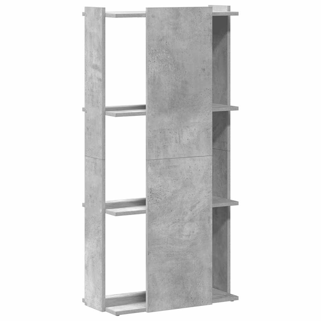 Grāmatu plaukts, 3 līmeņu, betona pelēks, 60x30x120cm, koks