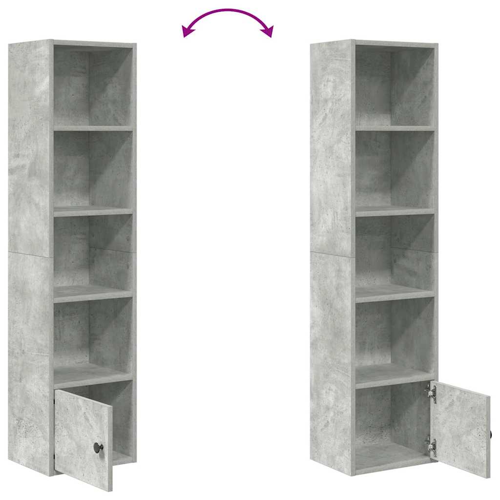 Bookcase, concrete gray, 31x24x127cm, engineered wood