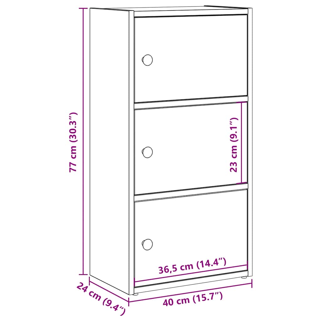 Grāmatu skapis, sonomas ozols, 40x24x77cm, apstrādāta koksne