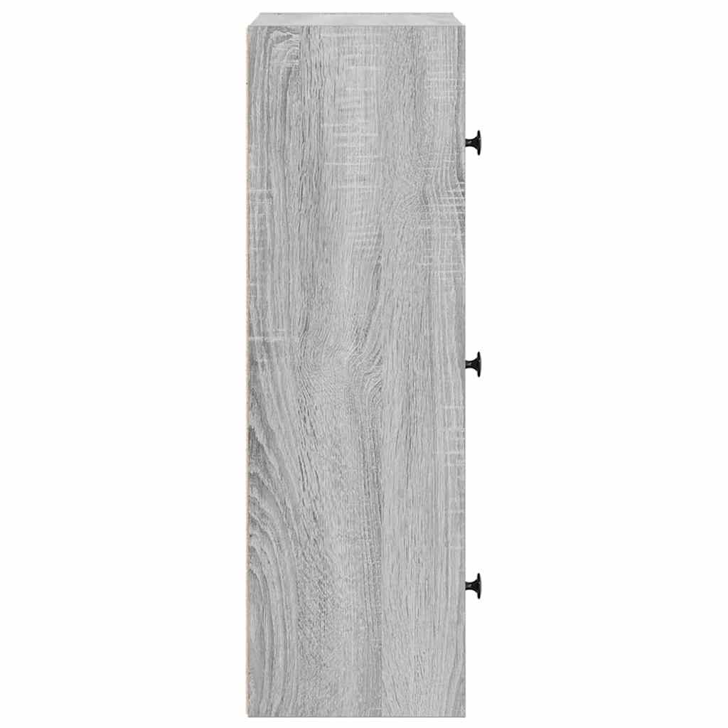 Grāmatu plaukts, pelēks ozols, 40x24x77cm, inženierijas koksne