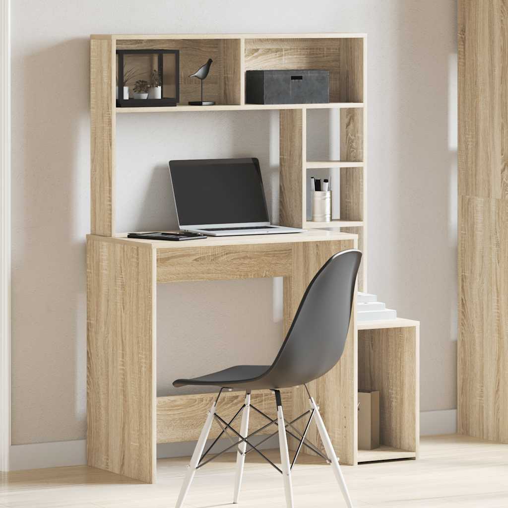 Desk with shelves, oak, 100x45x140cm, wood