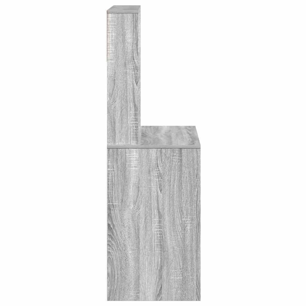 Rakstāmgalds ar plauktiem, pelēks, 100x45x140cm, koks