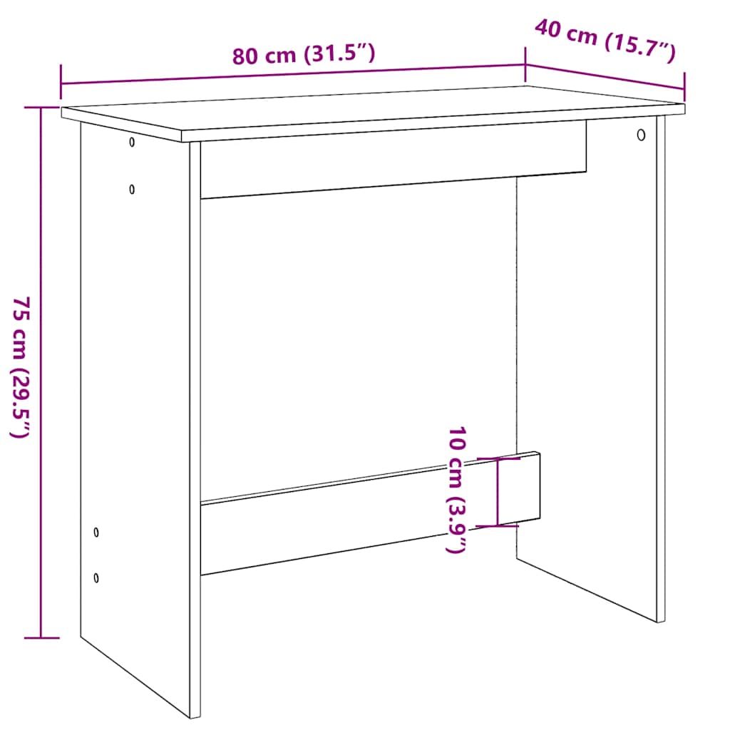 Desk, white, 80x40x75cm, particleboard