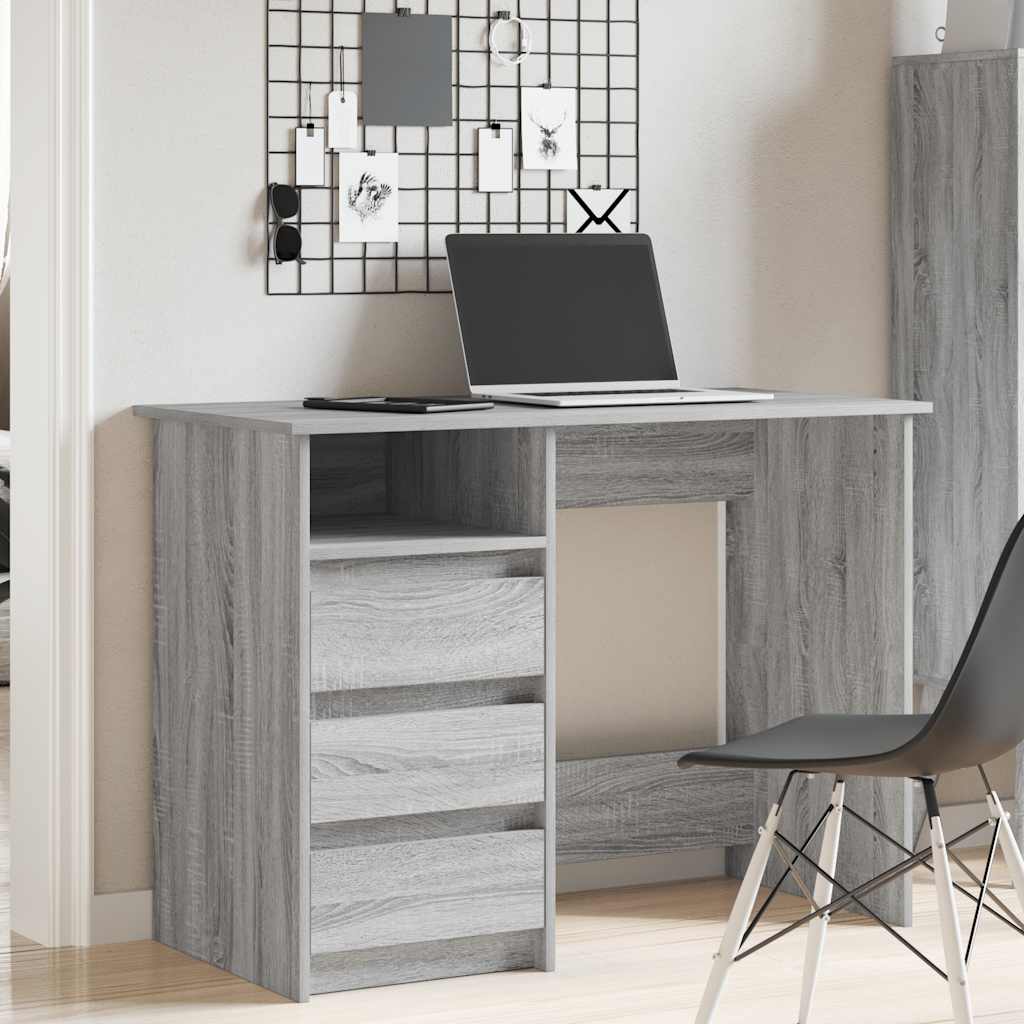 Desk, grey oak, 102x50x75cm, engineered wood
