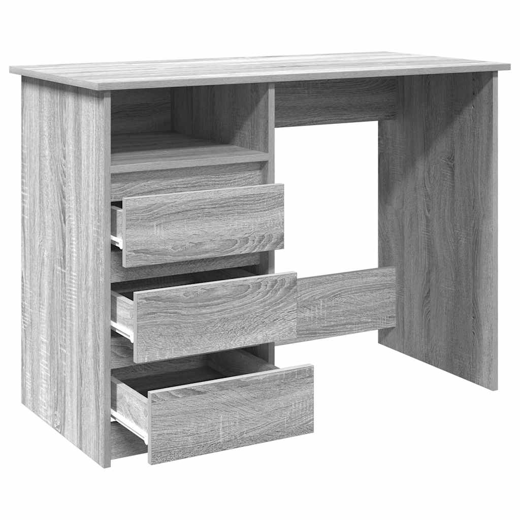 Desk, grey oak, 102x50x75cm, engineered wood