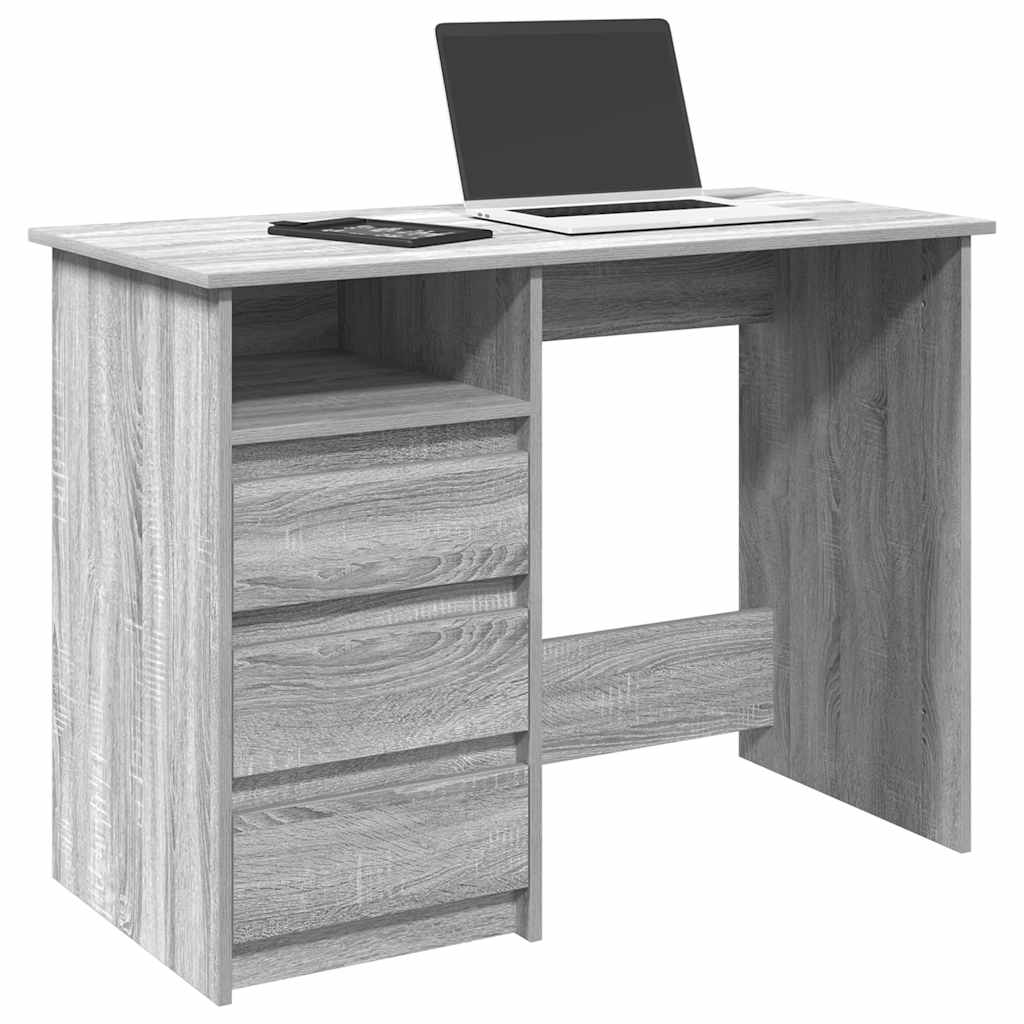 Desk, grey oak, 102x50x75cm, engineered wood