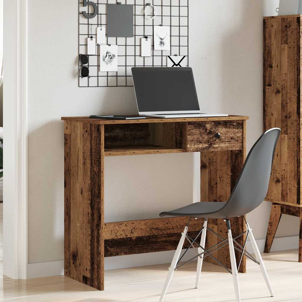 Desk, aged wood color, 80x40x75cm, particleboard