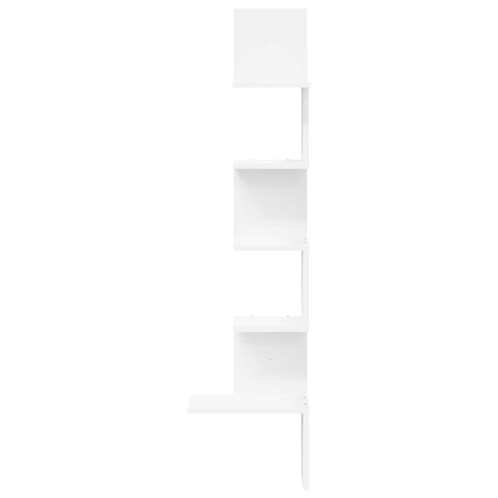 Wall-mounted corner shelf, white, 32x32x127.5cm, wood