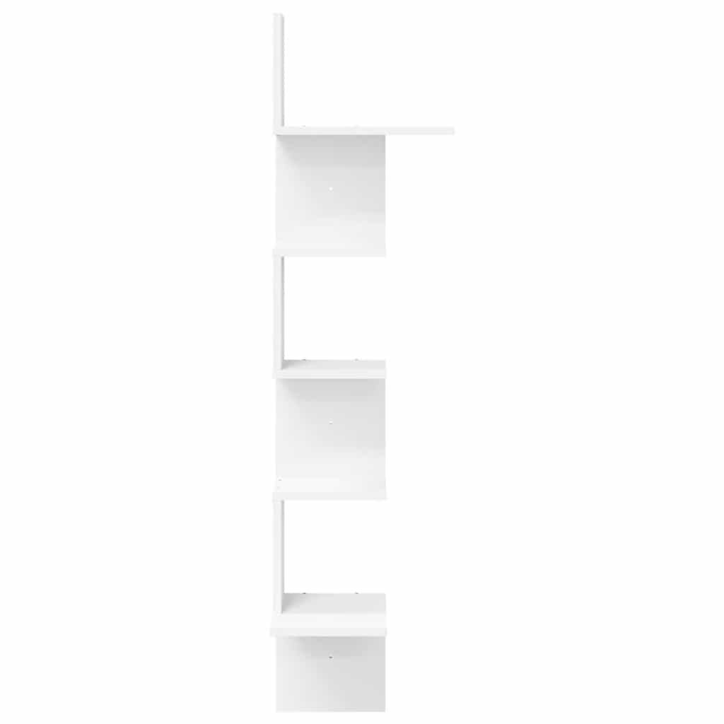 Wall-mounted corner shelf, white, 32x32x127.5cm, wood