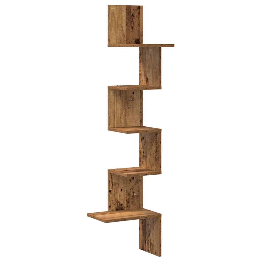Corner wall shelf, wooden, 32x32x127.5cm, wood