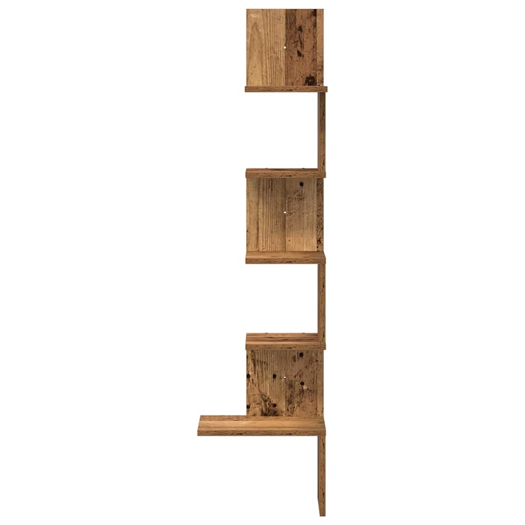 Corner wall shelf, wooden, 32x32x127.5cm, wood