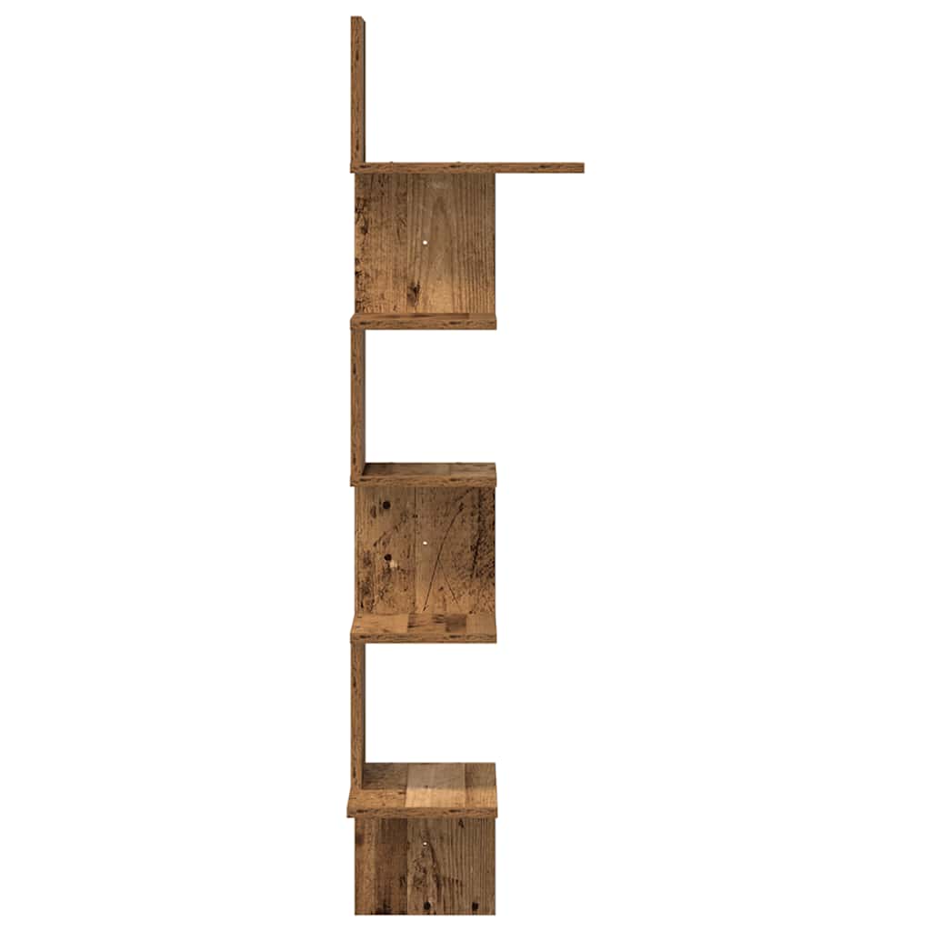 Corner wall shelf, wooden, 32x32x127.5cm, wood