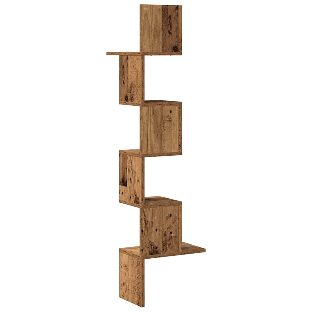 Corner wall shelf, wooden, 32x32x127.5cm, wood