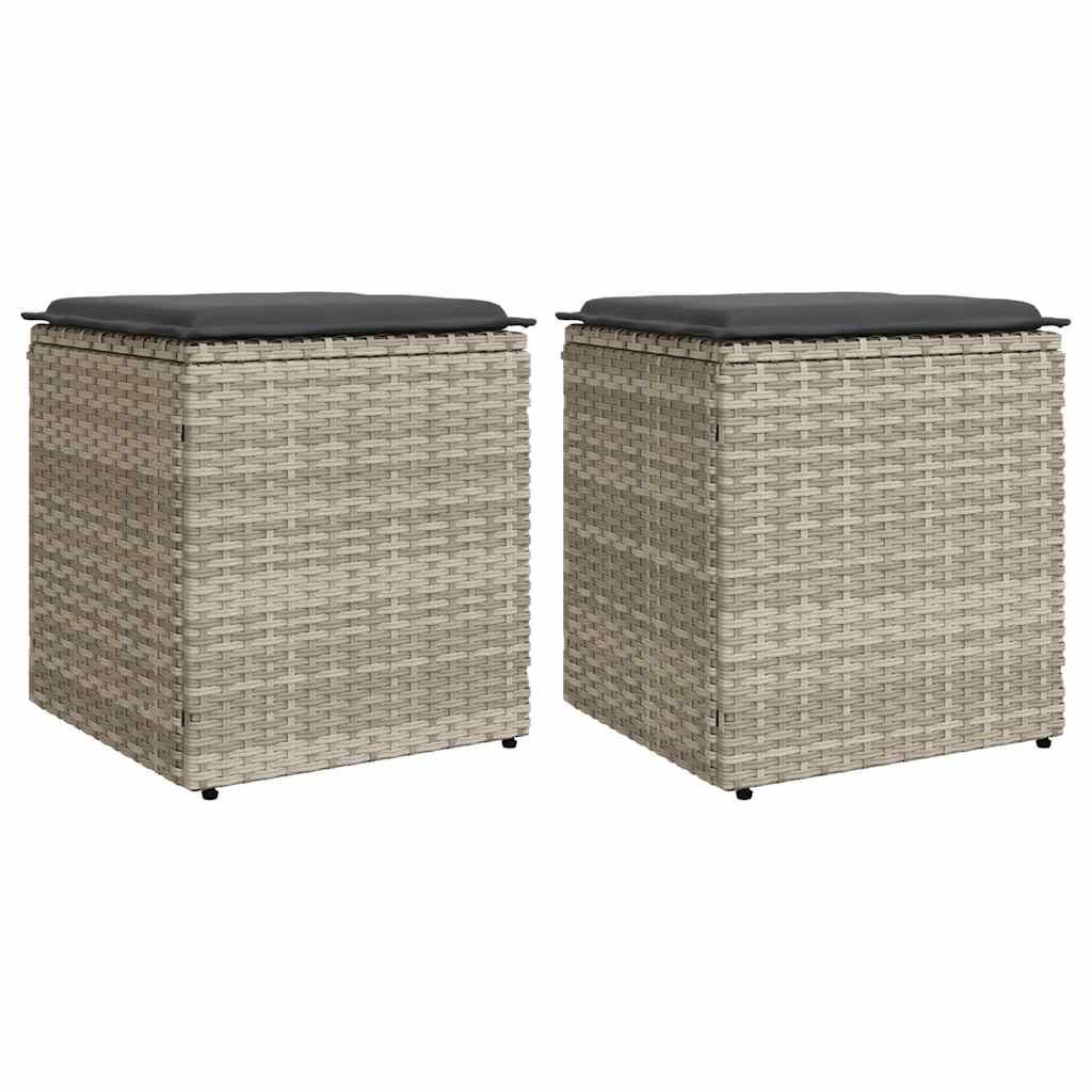 2 Garden Stools with Cushions Light Grey 40x40x43cm